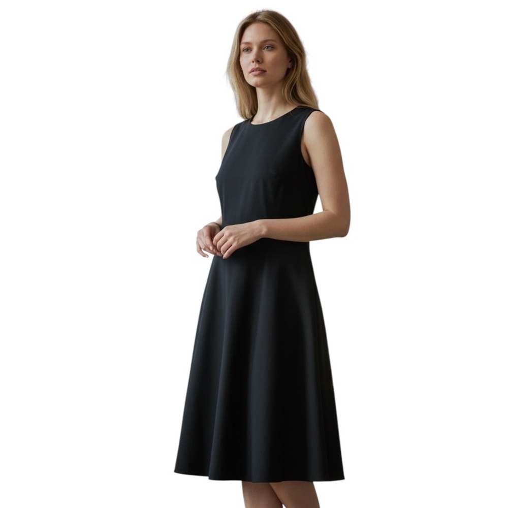Giorgio Armani Sleeveless Crewneck  Fit & Flare Flowy Black Dress Size 8
